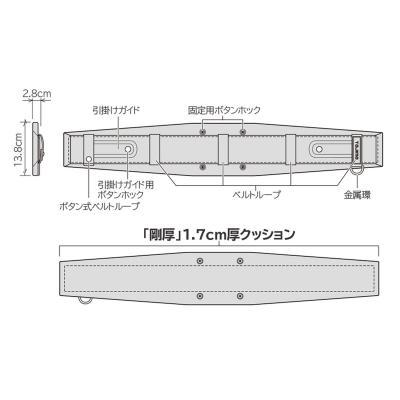 タジマ(TJMデザイン) 安全帯胴当てベルト GAXW700 GAXW700 装着スペースを阻害しないハーネス・サスペンダー用胴当てベルト｜total-homes｜06