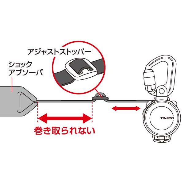 タジマ(TJMデザイン) 兼用ランヤードKR150FA シングルL8 A1KR150FA-L8 これ一本でハーネス型と胴ベルト型のどちらにも対応｜total-homes｜06