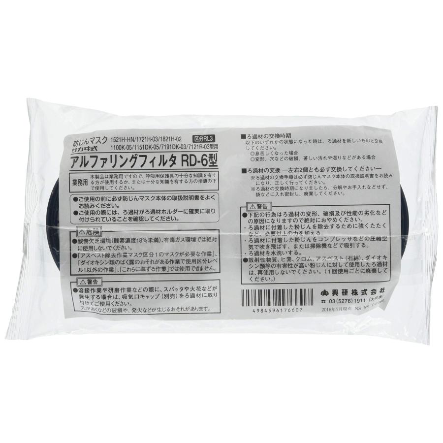 興研 アルファリングフィルタ RD-6型 交換用フィルター 2個入り
