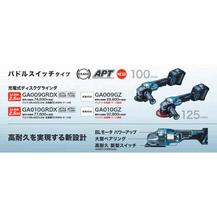 マキタ マキタ(makita) GA009GRDX 100mm充電式グラインダー 40V マキタ マキタ(makita) GA009GRDX 100mm充電式グラインダー 40V