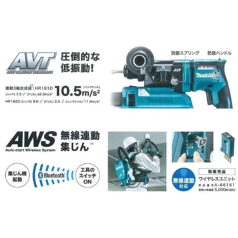マキタ（makita） HR182DGXVB 充電式ハンマードリル 18mm 18V 6.0Ah 