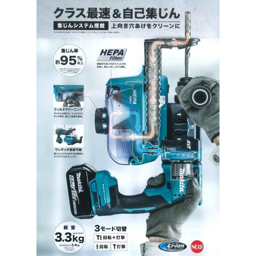 マキタ（makita） HR182DZK 充電式ハンマードリル 18mm 本体のみ 18V 