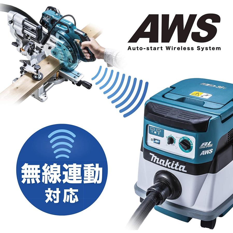 マキタ(makita) VC157DZ+A-68317 充電式集塵機 粉塵専用 集塵容量15L パワーソースキットSH1 18V+18V＝36V 無線連動AWS【バッテリー/充電器セット】の画像