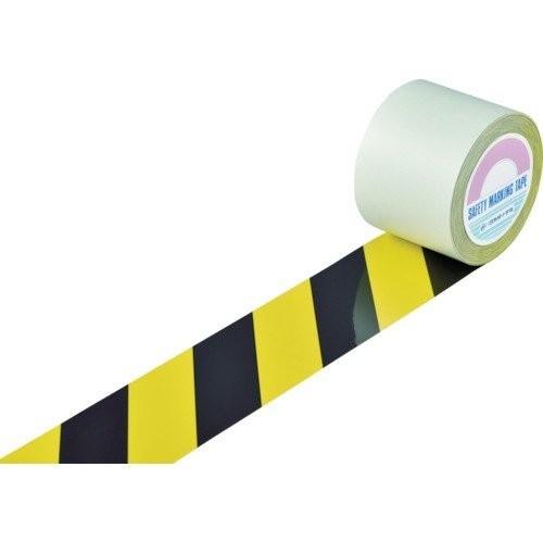 緑十字　ガードテープ（ラインテープ）　黄／黒（トラ柄）　100mm幅×１００ｍ　《発注単位：1巻》［OB］
