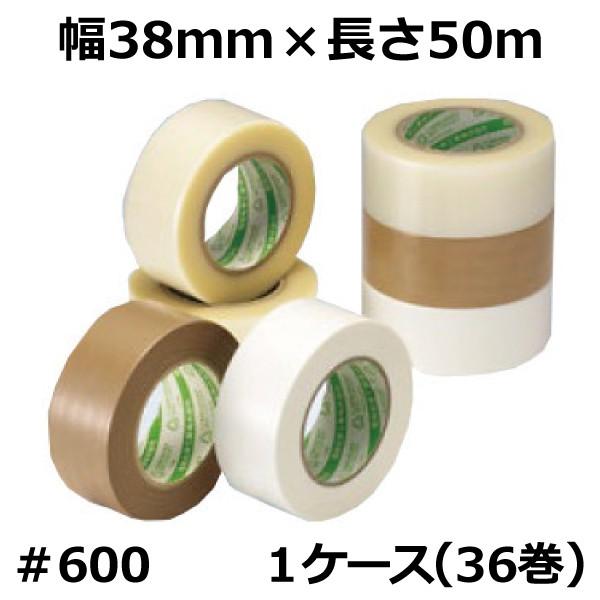 デンカ　カラリヤン　ニュークロステープ　＃600（半透明・白）幅38mm×長さ50m×厚さ0.161mm（36巻入）ケース売り［HA］