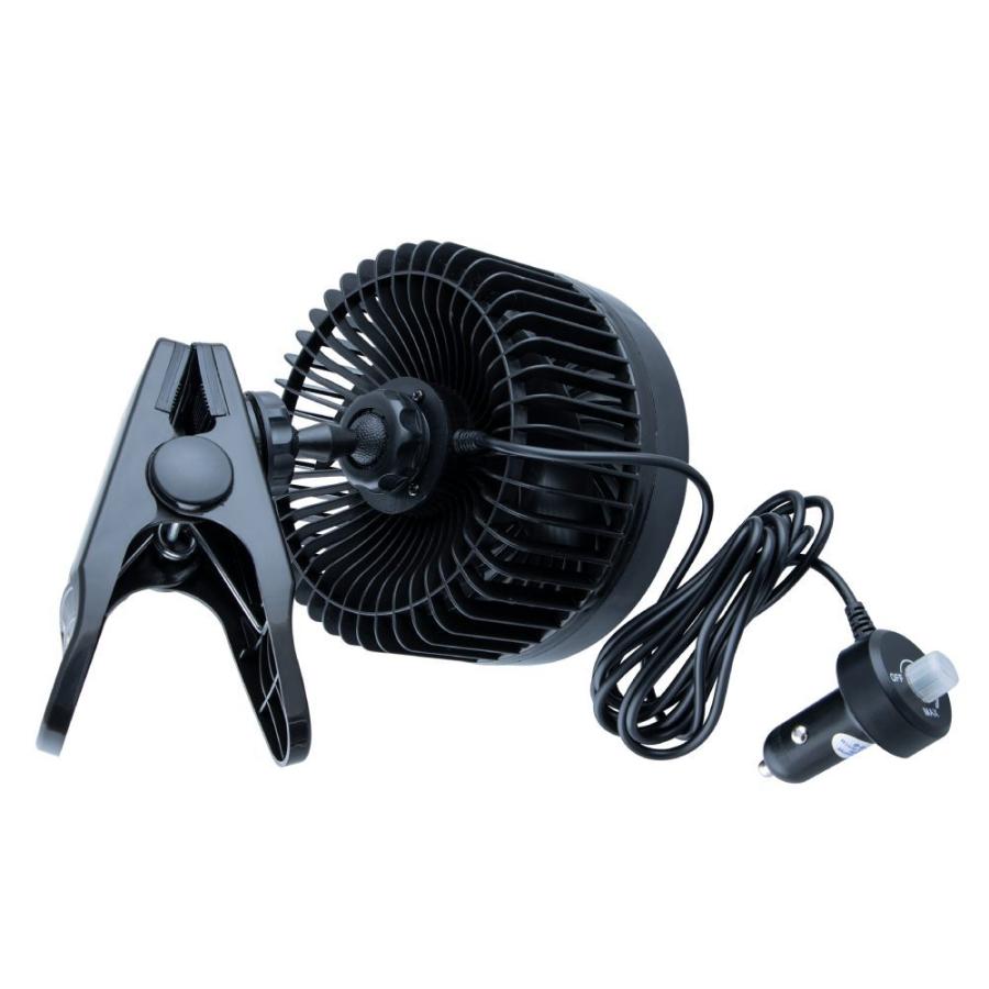 車載用扇風機 5インチ クリップ式12/ 24V用 静音タイプ : カー用品