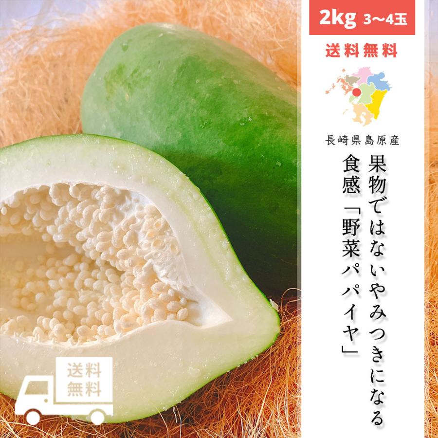 青パパイヤ 2kg 3 4玉 長崎県産 無農薬栽培 アンチエイジング パパイン酵素 島原半島産 送料無料 02 05 009 002 しまばら野菜のトトノウ 通販 Yahoo ショッピング