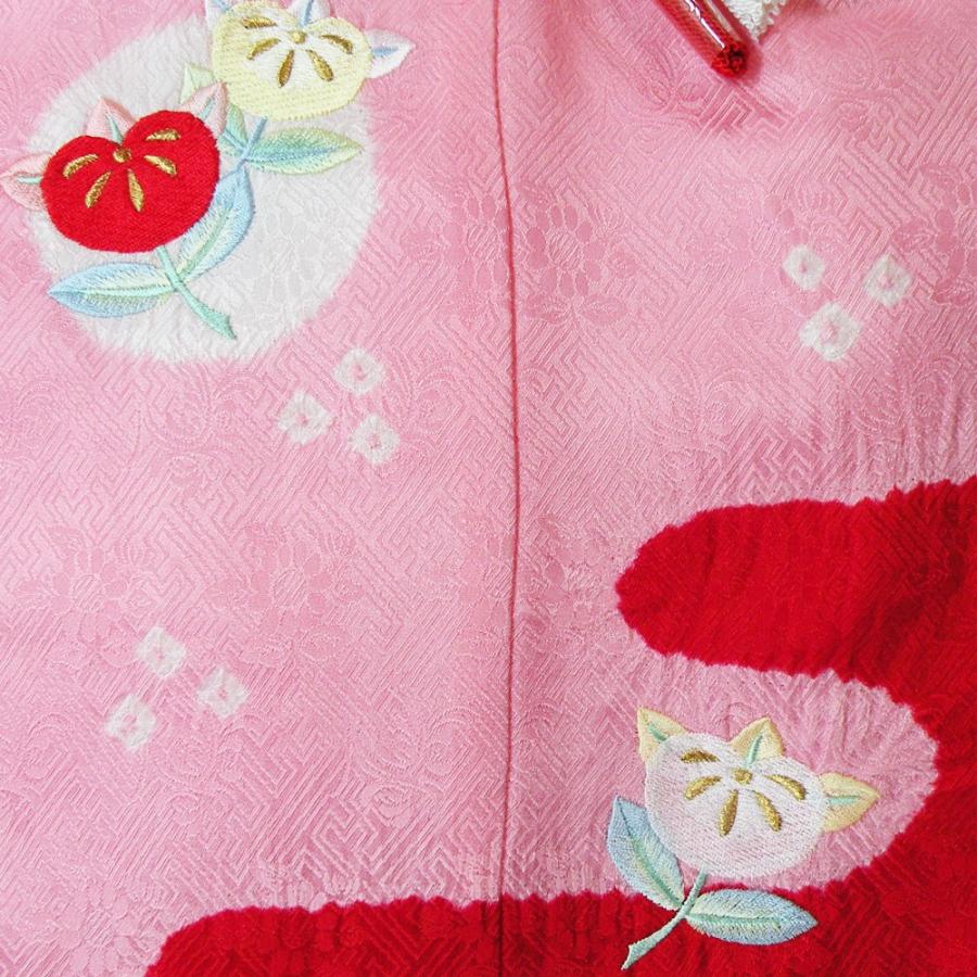 在庫限り 七五三 正絹 被布コート 花橘刺繍（桃色）絞り染 送料無料