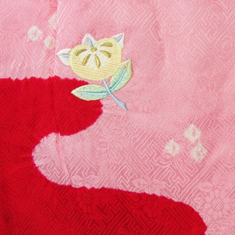 在庫限り 七五三 正絹 被布コート 花橘刺繍（桃色）絞り染 送料無料