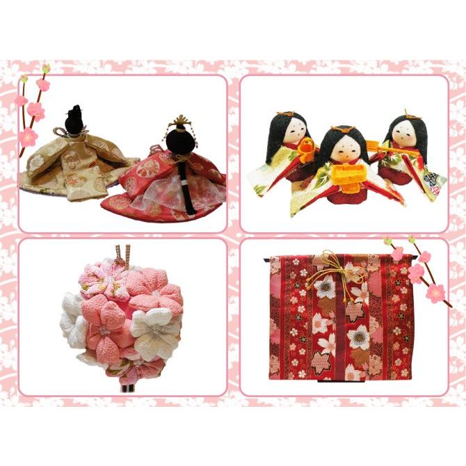 送料無料 ちりめん 雛人形 花玉段雛飾り お雛様 ひな祭り 龍虎堂