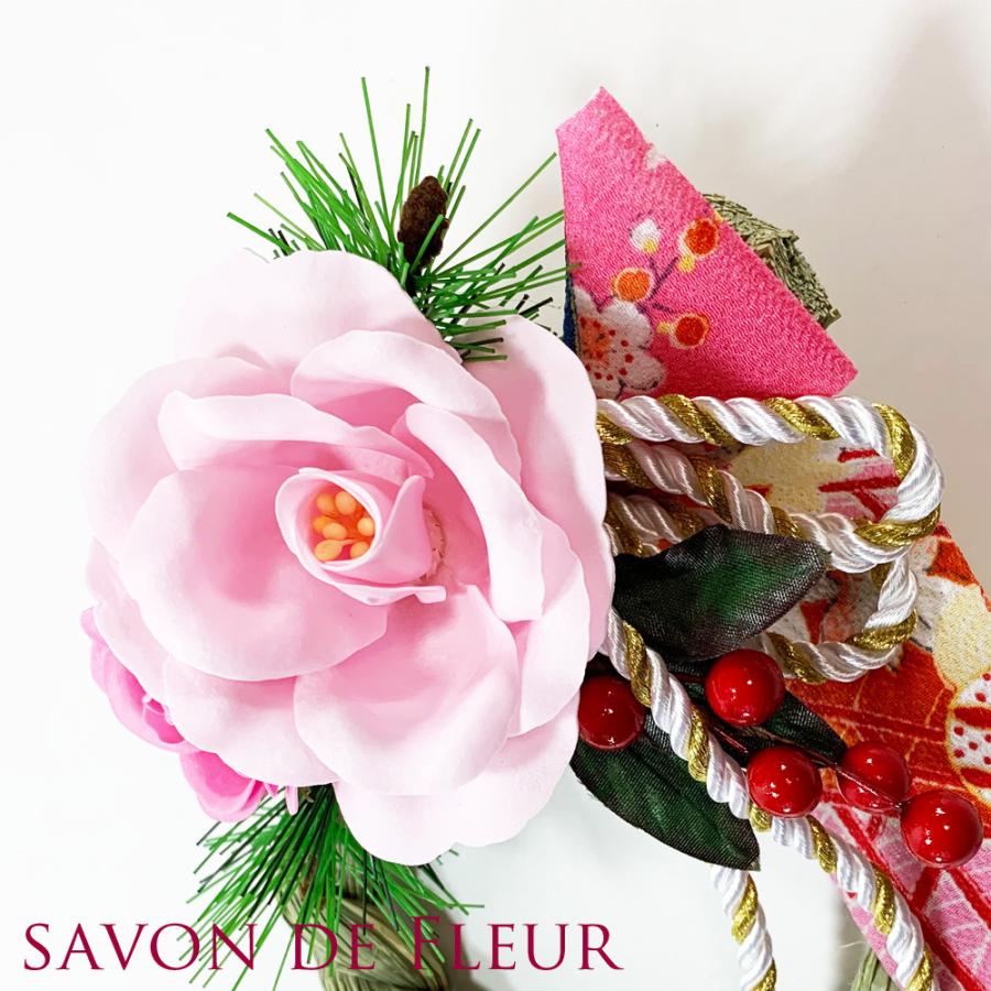 サボン　ドゥ　フルール　しめ縄飾り　B　彩りピンク　迎春飾り  正月飾り　ちりめん細工　Savon　De　Fleur｜tou-bi｜02