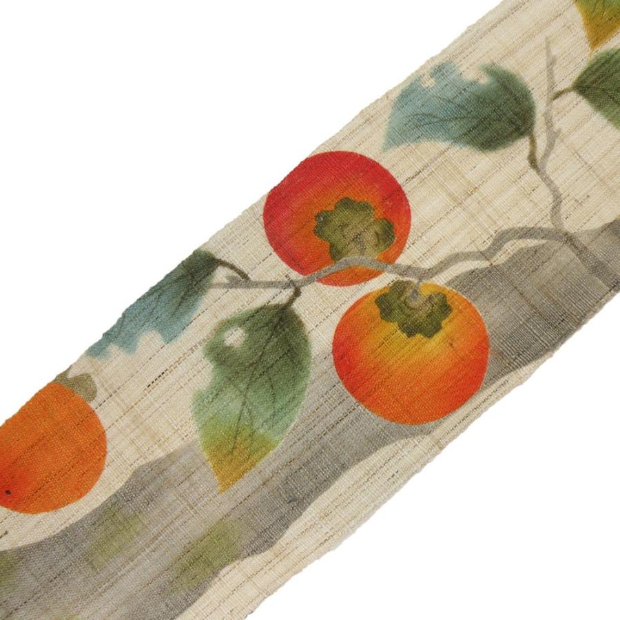 細タペストリー 洛柿庵 細タペストリー 柿にめじろ 京都 洛柿庵 らくしあん 麻100% 和モダン