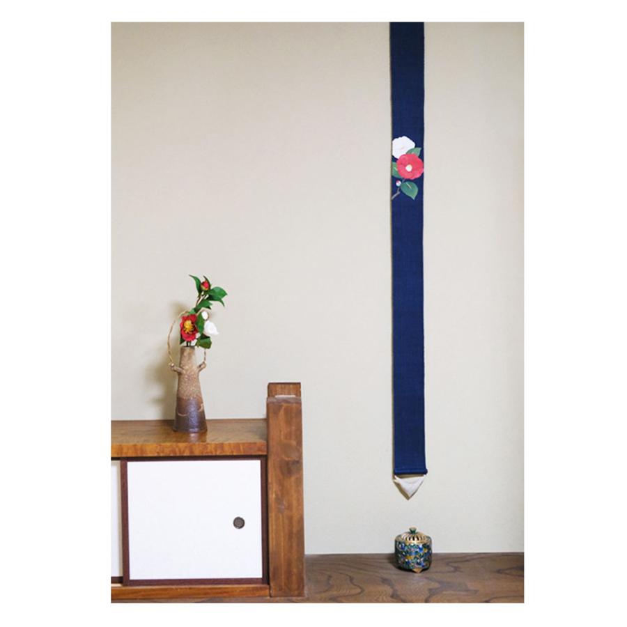 細タペストリー 紅椿白椿 京都 洛柿庵 らくしあん 麻100% 和モダン