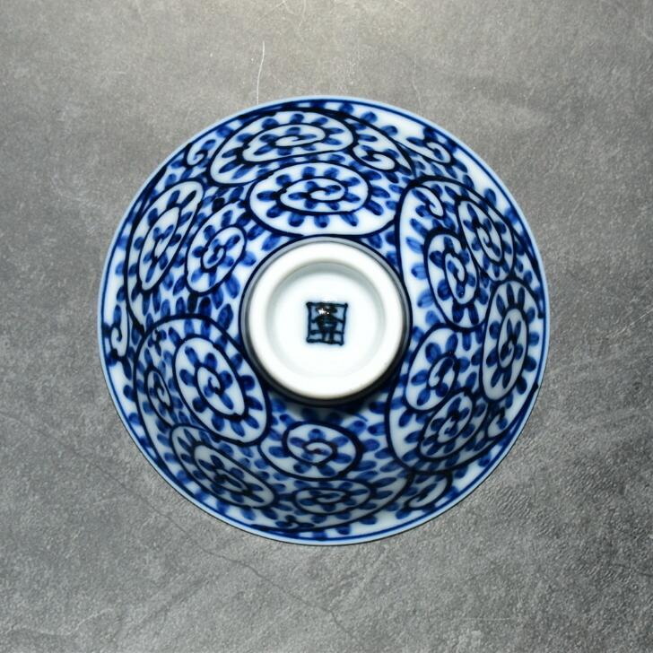 京焼 清水焼 陶あん 染付 小紋 盃（蛸唐草 青） : 陶あんYahoo!店