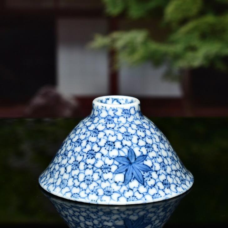 京焼 清水焼 陶あん 染付 小紋 盃（雲錦手 青）_3