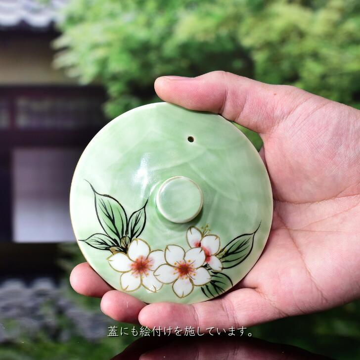 京焼 清水焼 陶あん 色絵付け 急須(緑地×桜・紫陽花・山葡萄 京焼 清水焼 陶あん 色絵付け 急須(緑地×桜・紫陽花・山葡萄