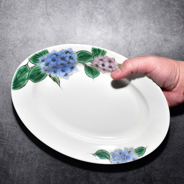 京焼 清水焼 陶あん 色絵付け 中皿 オーバル皿(紫陽花) : 陶あんYahoo