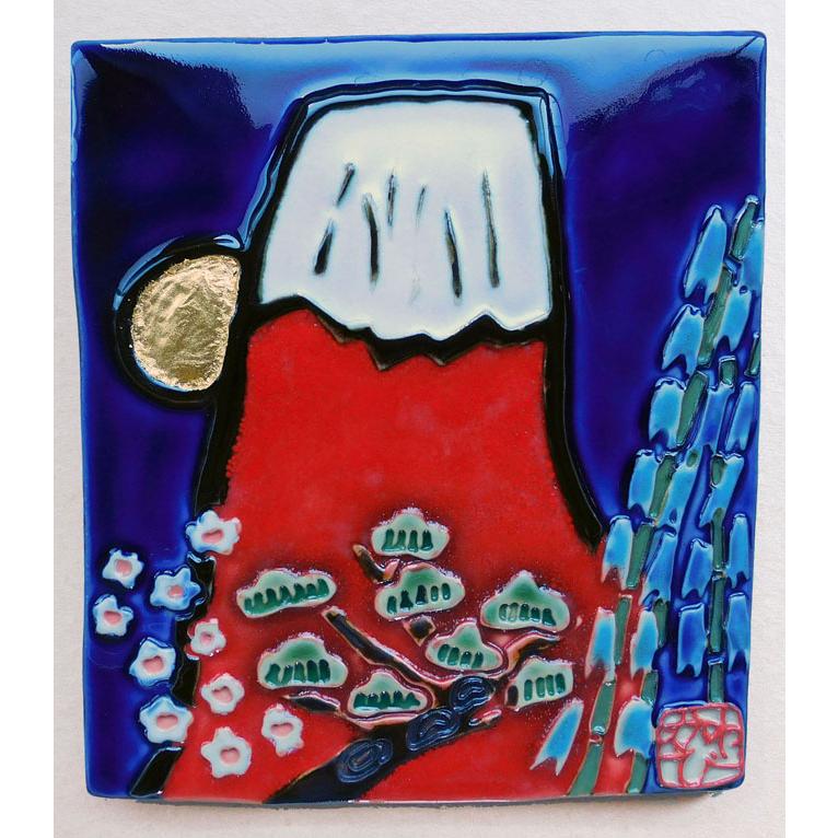 縁起の良い開運「赤富士陶板16　晴れの松竹梅」額装 商品番号AKF−J16陶板サイズ約180×150×7ミリ  額サイズ外寸285×240ミリ |  | 01