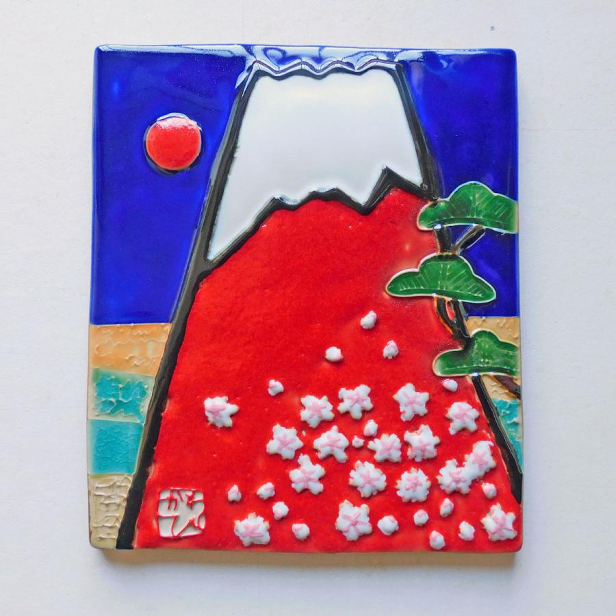 縁起の良い開運「赤富士陶板　17満開桜」額装 商品番号AKF−J17 陶板サイズ約180×150×7ミリ  額サイズ外寸285×240ミリ |  | 02