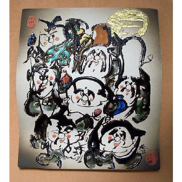（五十津玉光(いづつたまみつ)の大倭絵）万祝陶板・七福神 |  | 01
