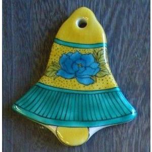 クリスマスオーナメント お待たせいたしました！　九谷焼陶製クリスマス・オーナメント『吉田屋風牡丹〜ベル』約10×8.5cm | 