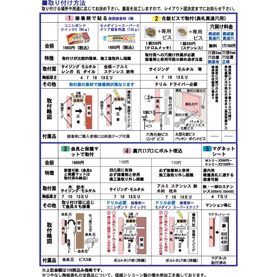表札 戸建 陶器 タイル 手作り 九谷焼 おしゃれ （彫り文字九谷焼表札 SQ12 ドロップ正方形 170×170×7mm）ステンドグラス風 サンドブラスト 川田美術陶板 |  | 11