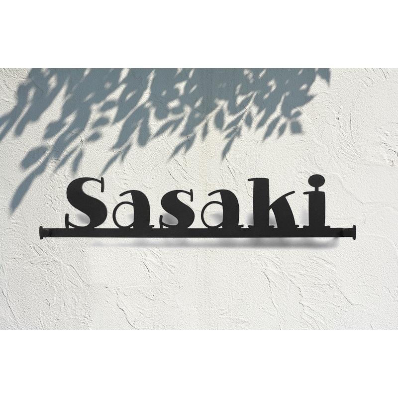 表札 ステンレス 戸建 おしゃれ  アイアン（sus切り文字表札 sus5グロトナ 縦60mm横300mm ）サイズ変更可 2色 シンプル アイアン風 アルファベット |  | 01