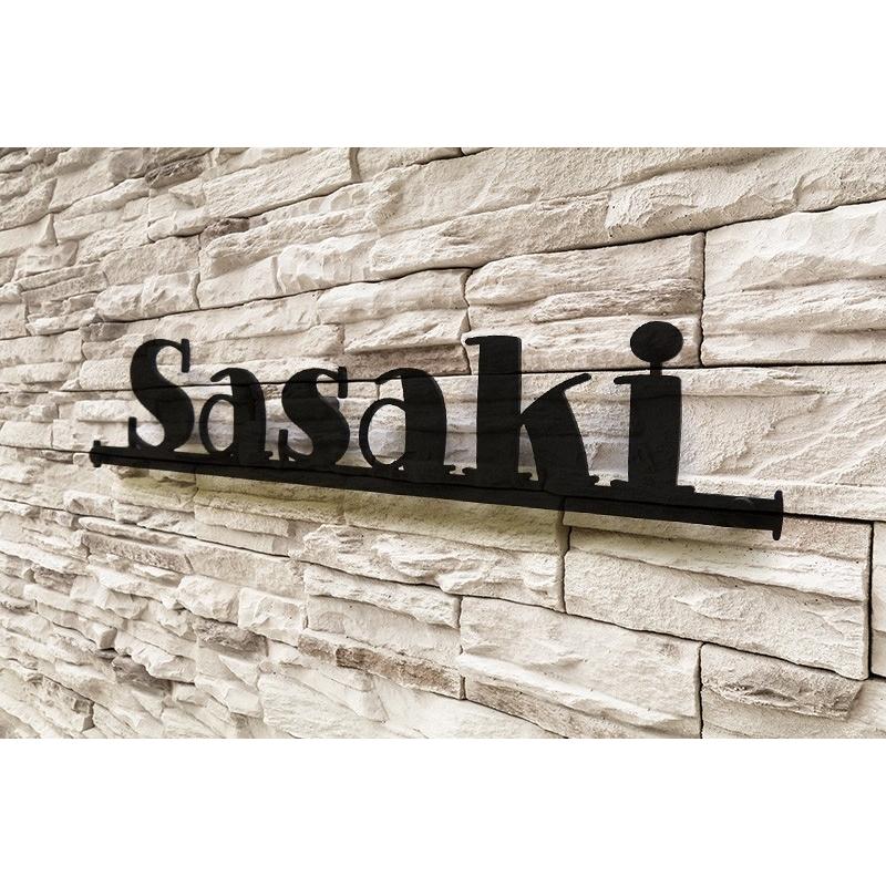 表札 ステンレス 戸建 おしゃれ  アイアン（sus切り文字表札 sus5グロトナ 縦60mm横300mm ）サイズ変更可 2色 シンプル アイアン風 アルファベット |  | 02