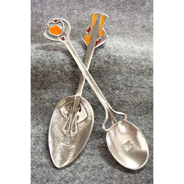 ピューター製スプーン（2本セット） 100年以上昔のアールヌーボー