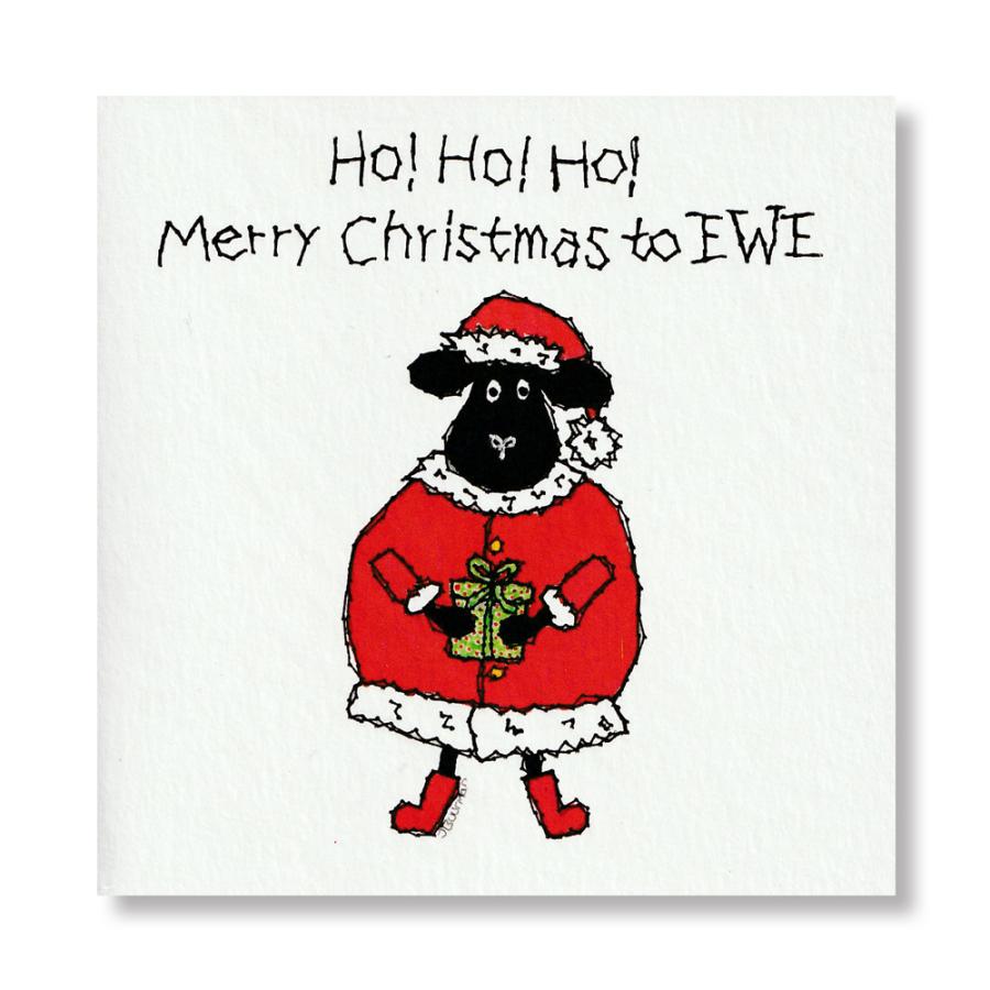英国製 クリスマス グリーティングカード 羊 シープ・サンタ 刺繍柄