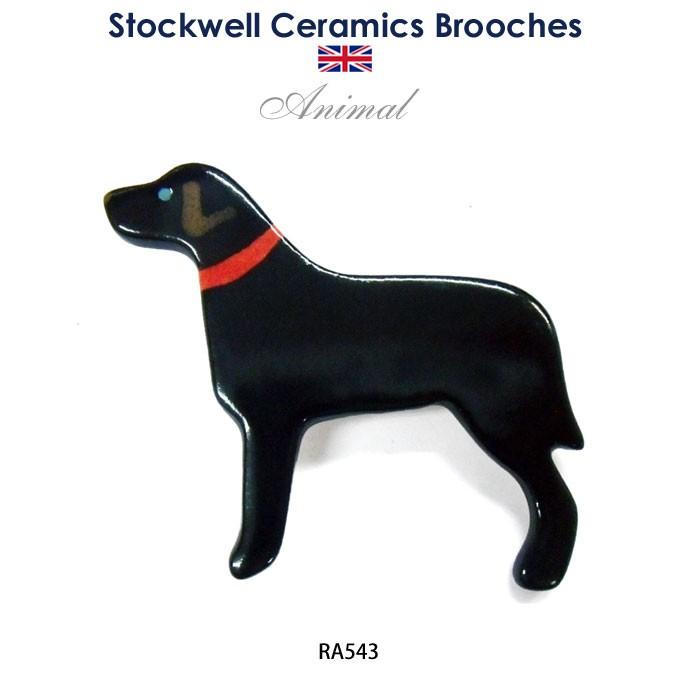 英国製 陶器 ブローチ レトリバー 黒犬 RA543 Stockwell Ceramics | 