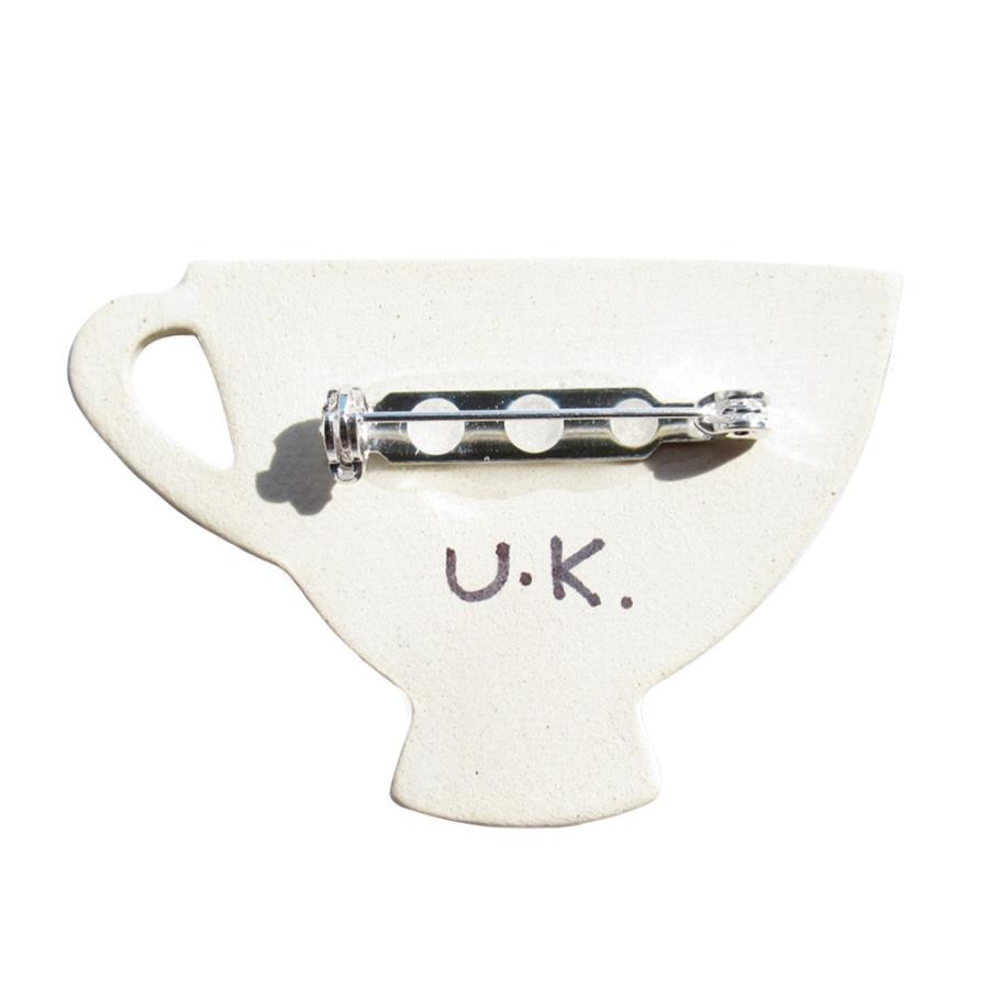 英国製 陶器 ブローチ ティーカップ ブルーローズ RC8 Stockwell Ceramics |  | 01