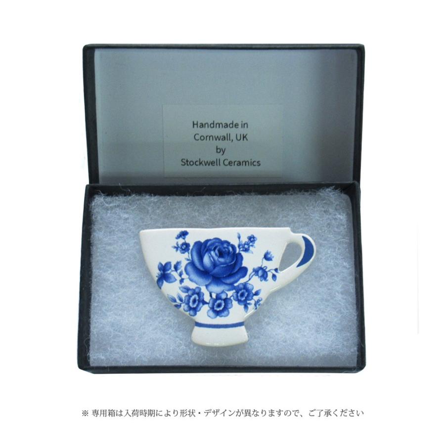 英国製 陶器 ブローチ ティーカップ ブルーローズ RC8 Stockwell Ceramics |  | 02