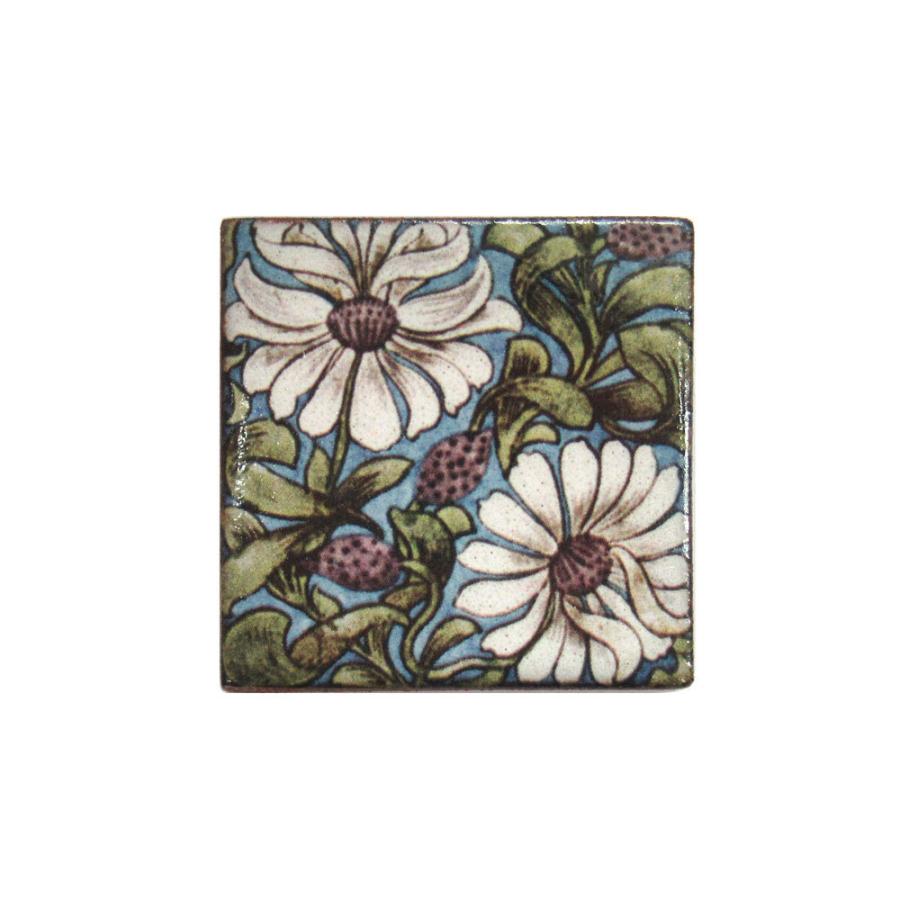 英国製 陶器 ブローチ ウィリアム・ド・モーガン 花柄 RH587 Stockwell Ceramics | 