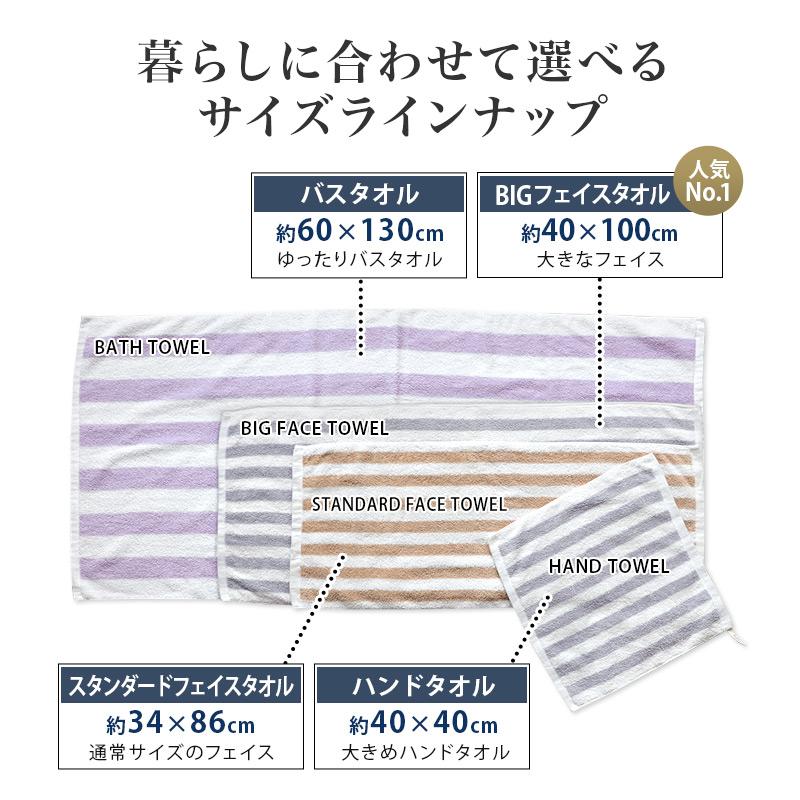 ヒオリエ フェイスタオル ホテルスタイルタオル ストライプ 泉州タオル