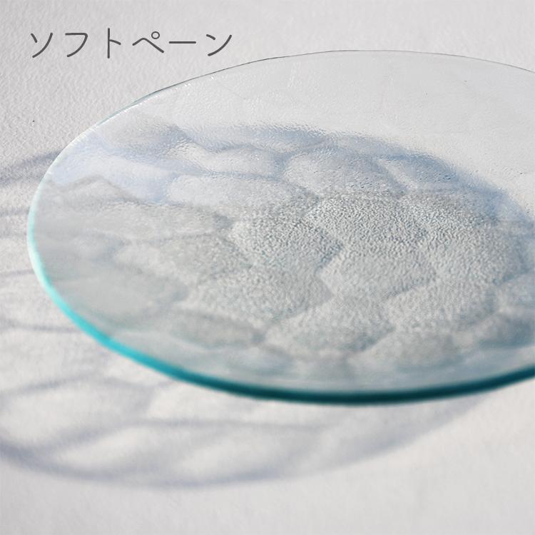 昭和型板ガラスの丸いお皿「中5枚セット（折鶴/さらさ/ソフトペーン/て