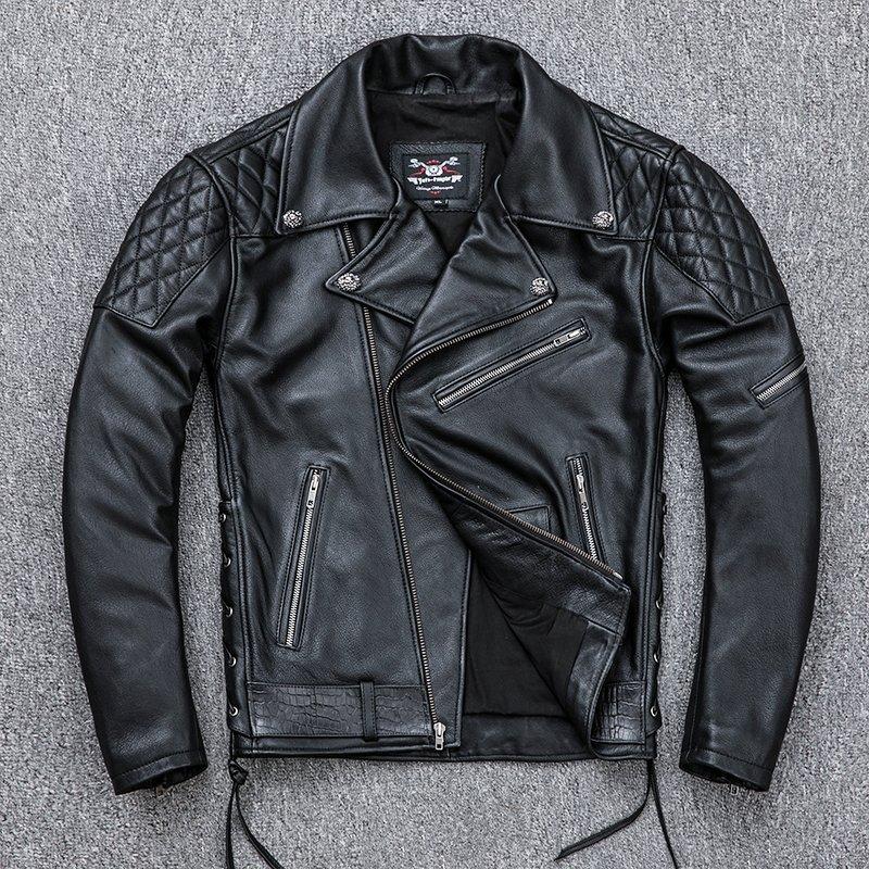 魅力的な レザージャケット 革ジャン ワイルドなデザインで男らしい 本格的な革ジャン メンズ レザーコート ミリタリー ジャケット ブランド 細身 スリムタイプ ミディアム ダブル 牛革 ライダース バイク 本革 ジャケット Headshotsbar Com