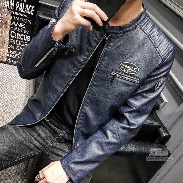 革ジャン レザージャケット メンズ バイクジャケット コーデ 冬 革 ビジネス ライダースジャケット フルジップ お兄系 革ジャン レザージャケット カラー ブルー Bollywoodpapa Com