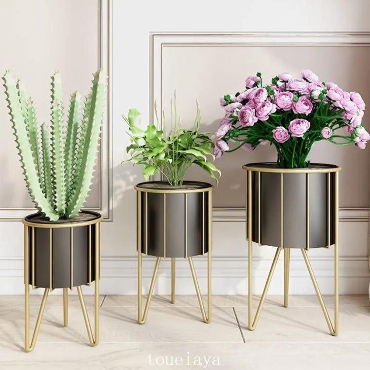 フラワースタンド アイアン プランタースタンド 北欧 観葉植物 スタンド 花台 ゴールド 花 鉢 フラワー スタンド 花 置き 台 室外 観葉 植物 鉢 プランターラック カラー 黒 金