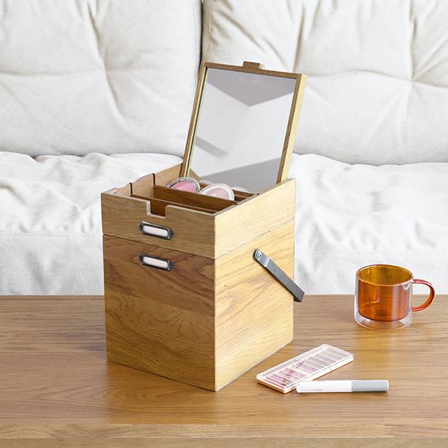 メイクボックス 鏡付き 木製 コスメボックス Wooden Cosme Box メイクボックス 鏡付き 木製 コスメボックス Wooden Cosme Box