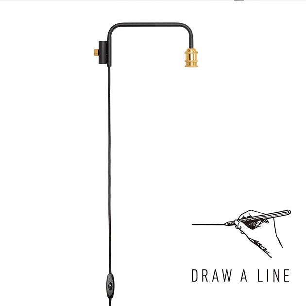 つっぱり棒 突っ張り棒 伸縮 おしゃれ モノトーン DRAW A LINE ドローアライン 201 ランプアーム S 単品パーツ 縦専用
