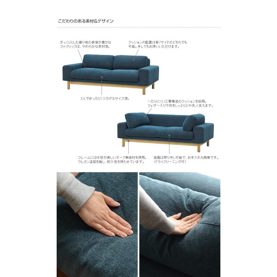 SIEVE（シーヴ）  2人掛けソファー　ブルー×ナチュラル　スレ・毛玉有　布　186 ソファー ソファ 2人掛け 2人用 SIEVE シーヴ bulge sofa バージュ