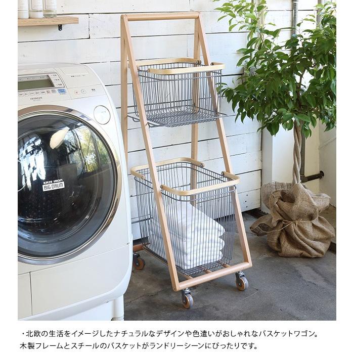 ワゴン スチール 木製 キャスター付き Mash マッシュ CARRY BASKET WAGON-L キャリーバスケットワゴン-Lの画像