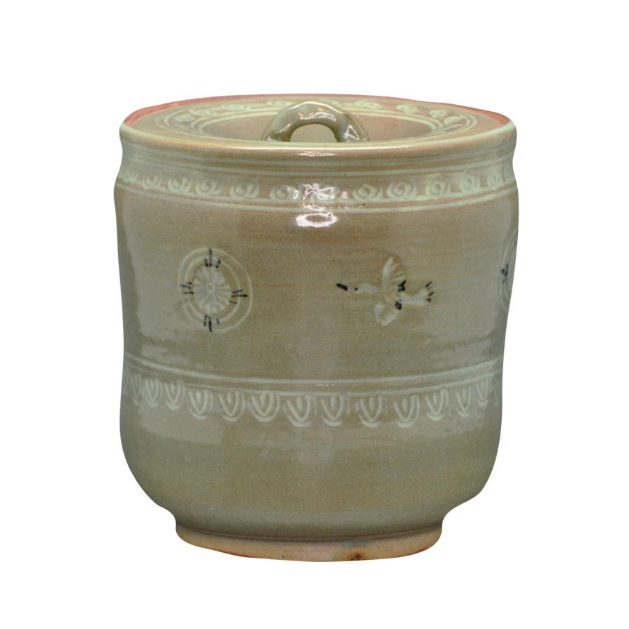 Ｔ７６５　水指　『青磁　雲鶴』『中村与平 造』　共箱　茶道具 水指 青磁雲鶴 中村与平作 （紙箱） : お茶道具東玉堂 ヤフー店