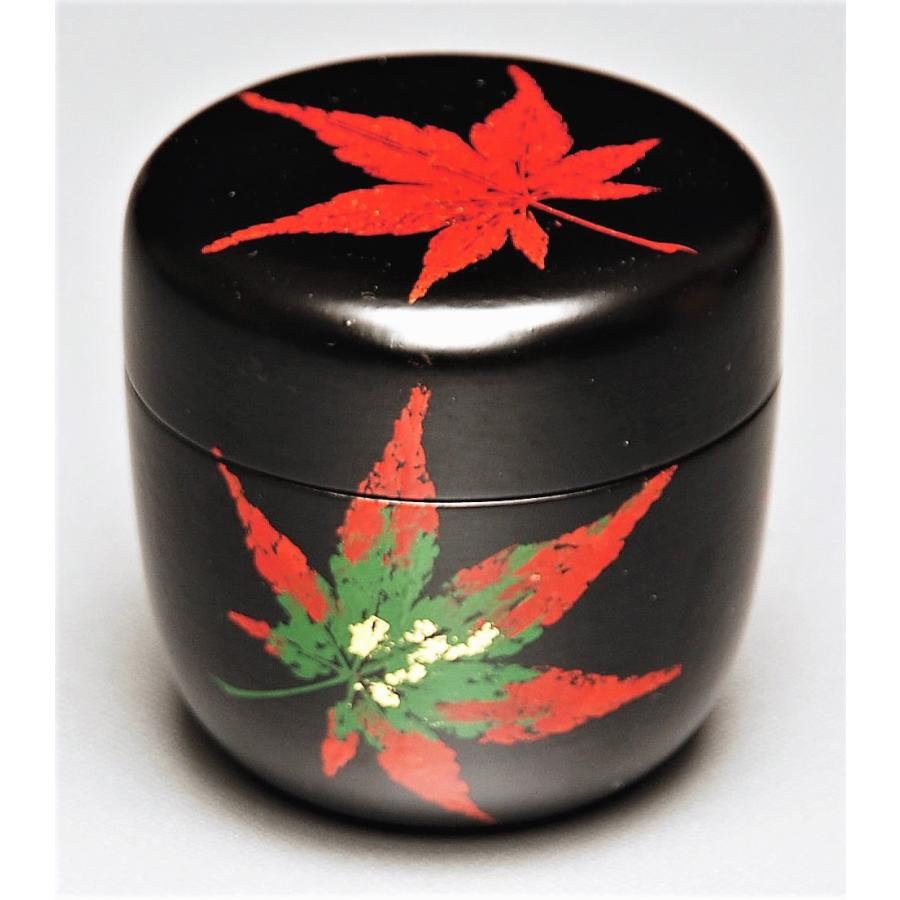 茶道具　山中塗　中村宗悦作　流水に紅葉蒔絵　香合　共箱　V　R6339 中村宗悦・中棗・菊蒔絵・茶道具・No.240721-54・梱包サイズ60