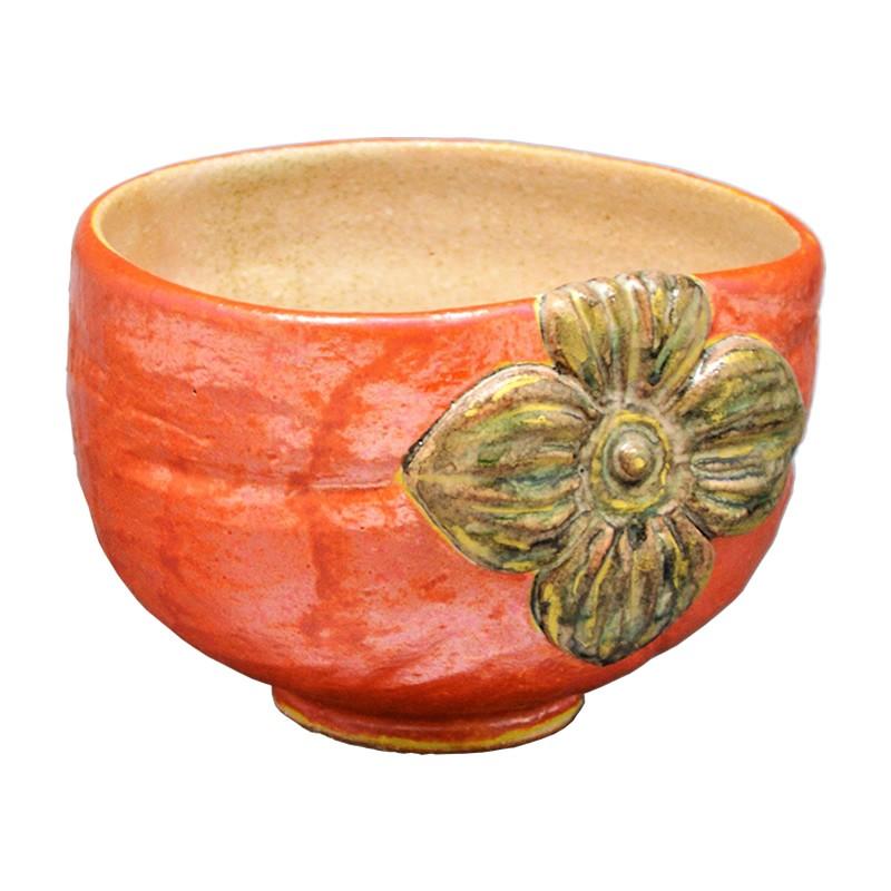 茶碗  柿の実 中村良二作 （桐箱入） キッチン、日用品、文具-コーヒー、ティー用品-日本茶用品、茶道具