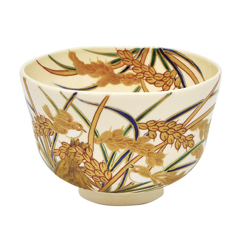 茶碗 仁清 稲穂に雀 加藤如水作 （桐箱入） お茶碗 大きさ