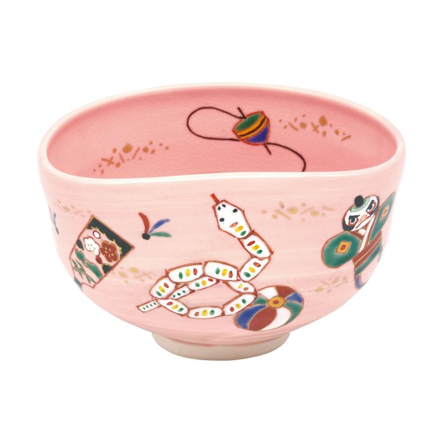 令和7年巳年 干支 抹茶茶碗 ピンク釉 干支玩具 中村良二作 (桐箱  