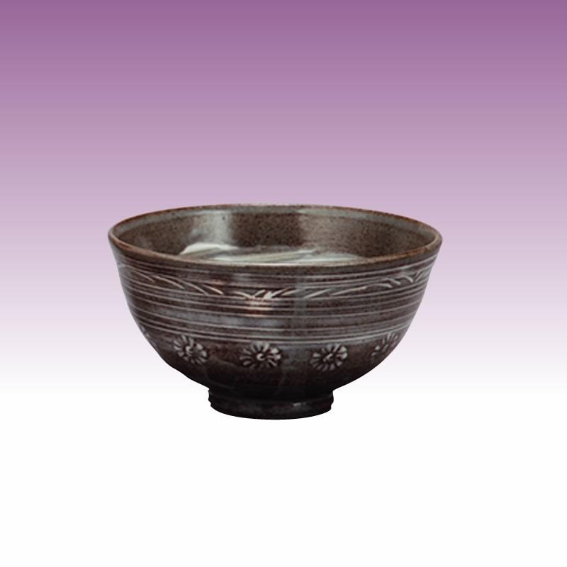 小茶碗 三島 中村与平作 (直径約11.7cm×高さ約6cm) （紙箱） : お 