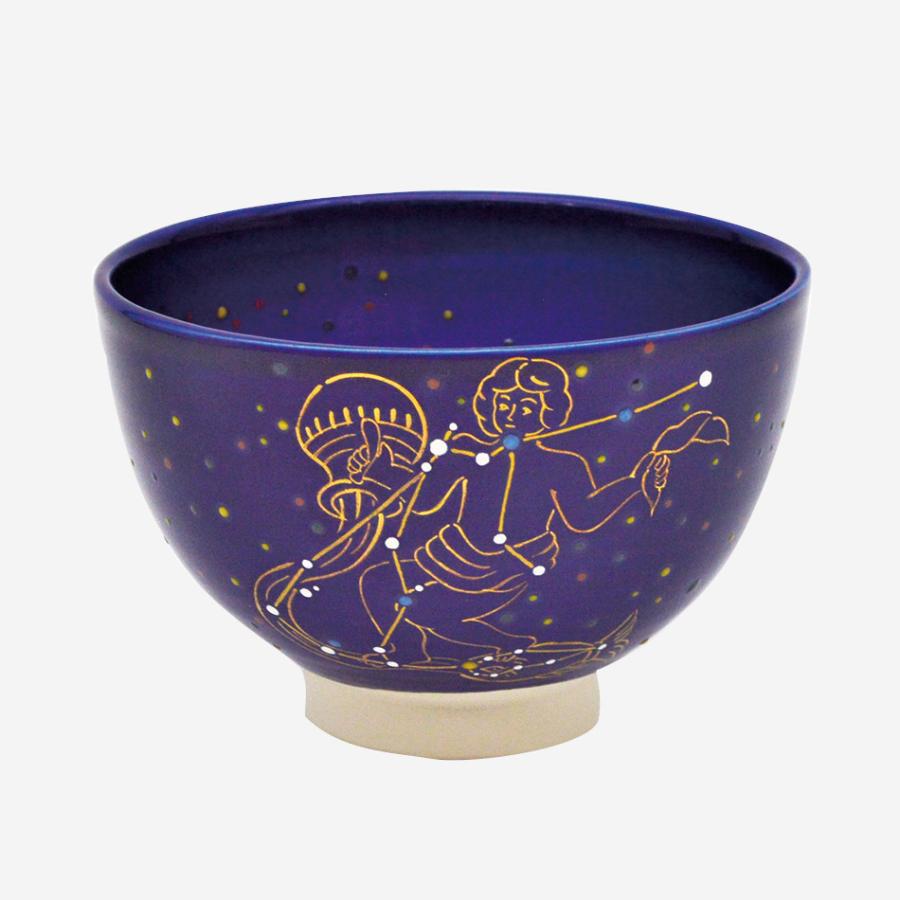 12星座茶碗 水瓶座(1/21〜2/19生まれ） 見谷福峰作 （化粧箱） : お